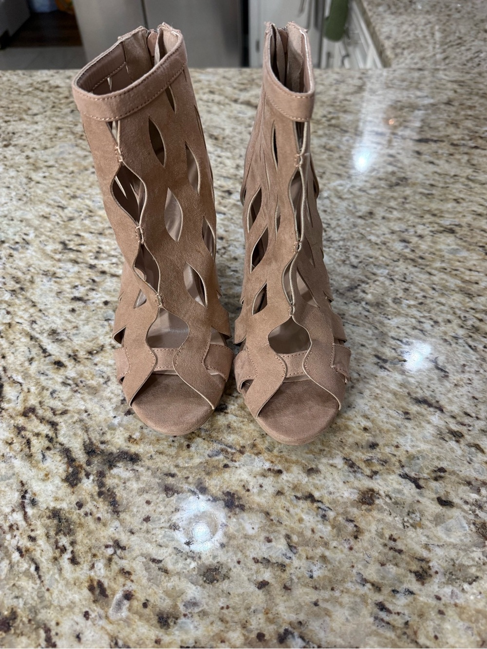 Sexy Charlotte Russe Laser Cut Cutout Cage Block Heel Open Toe Booties 6